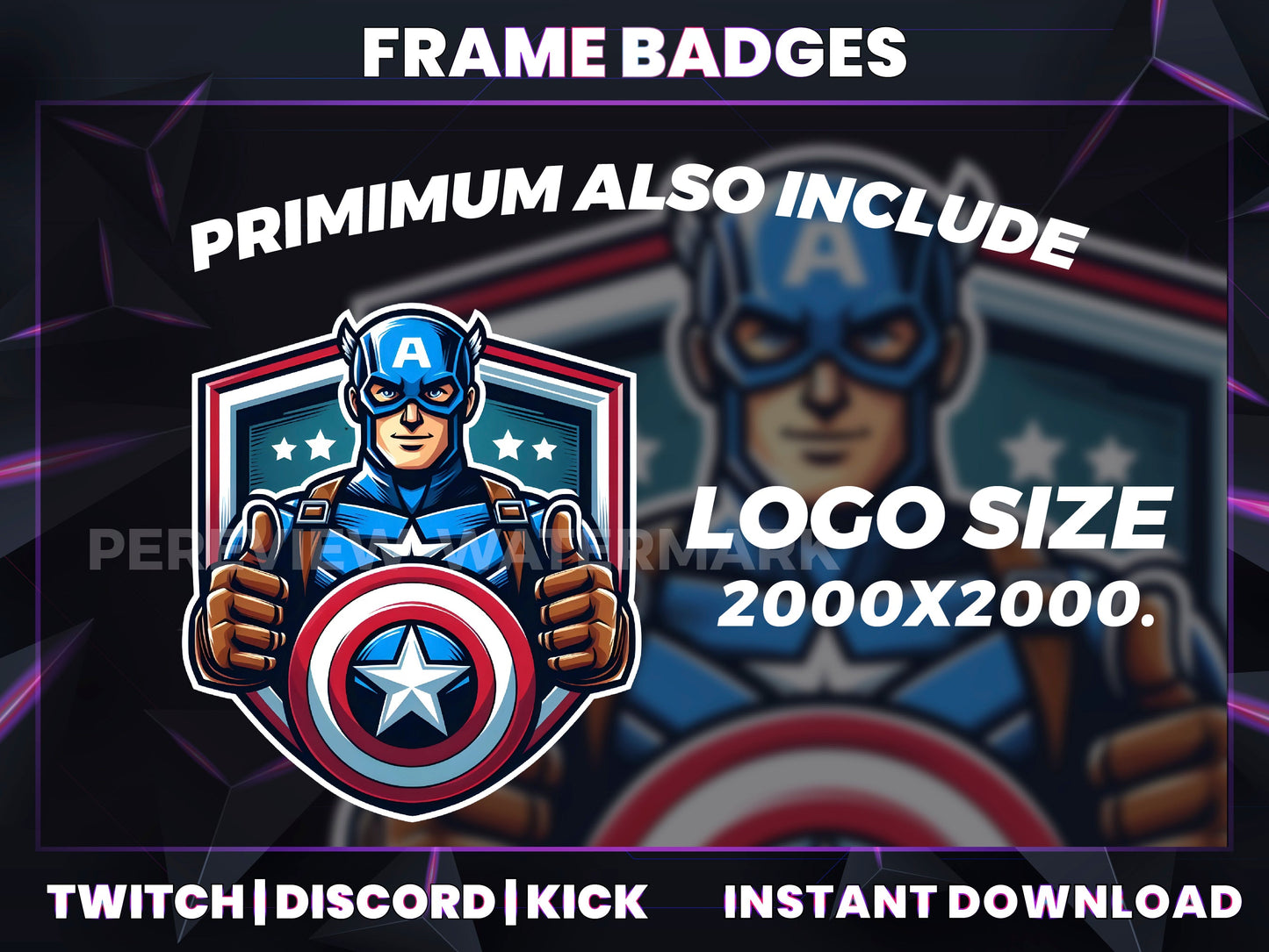Captain Shield Badge Pack – Heroic Twitch/Discord Sub Icons (Base to 9 Months)