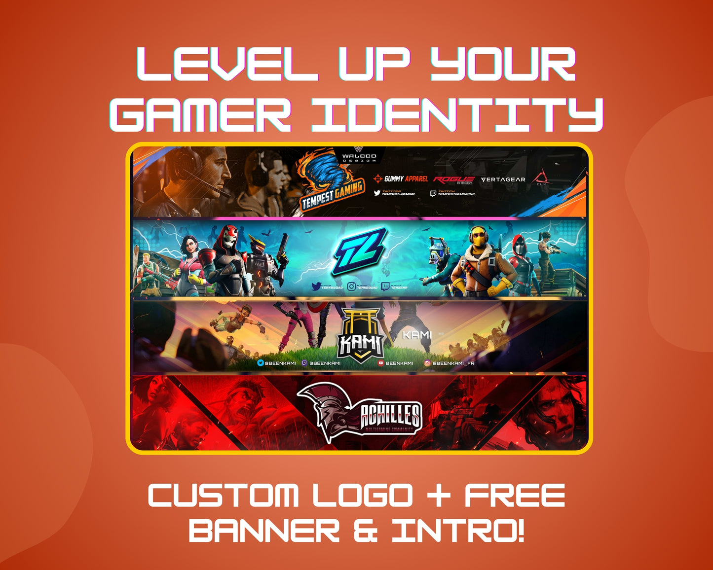 Custom Gamer Logo + Streamer Banner & Animated Intro Pack
