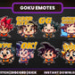 Goku Emotes Pack – 8 Dragon Ball Inspired Emotes for Twitch, Discord, YouTube (28/56/112 px) – Digital Download