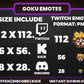 Goku Emotes Pack – 8 Dragon Ball Inspired Emotes for Twitch, Discord, YouTube (28/56/112 px) – Digital Download