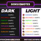 Goku Emotes Pack – 8 Dragon Ball Inspired Emotes for Twitch, Discord, YouTube (28/56/112 px) – Digital Download