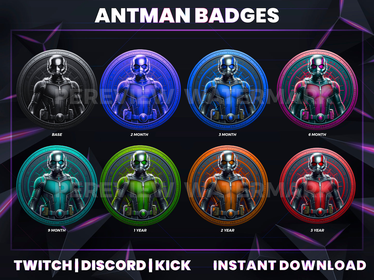 Ant-Man Sub Badges | Base to 3 Year Marvel-Inspired Evolution Badge Set for Streamers