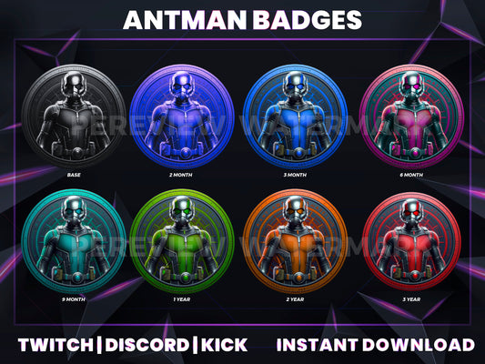 Ant-Man Sub Badges | Base to 3 Year Marvel-Inspired Evolution Badge Set for Streamers