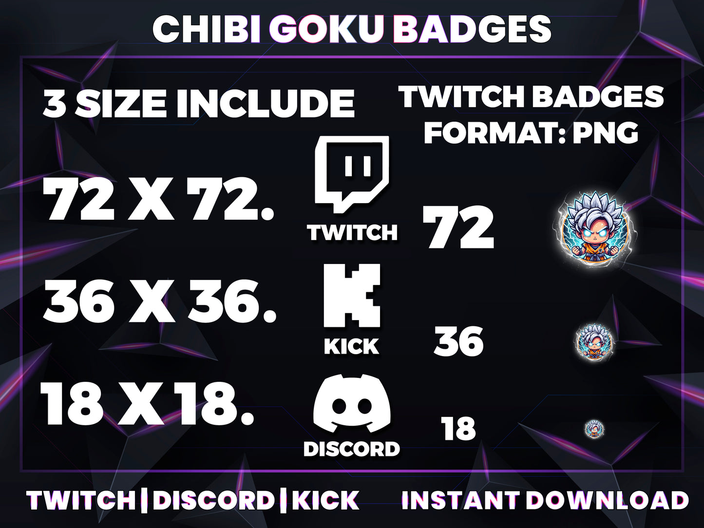 Chibi Goku Evolution Badges – Cute Dragon Ball Twitch/Discord Sub Icons (Base to 3 Years)