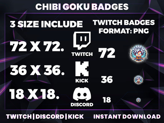 Chibi Goku Evolution Badges – Cute Dragon Ball Twitch/Discord Sub Icons (Base to 3 Years)