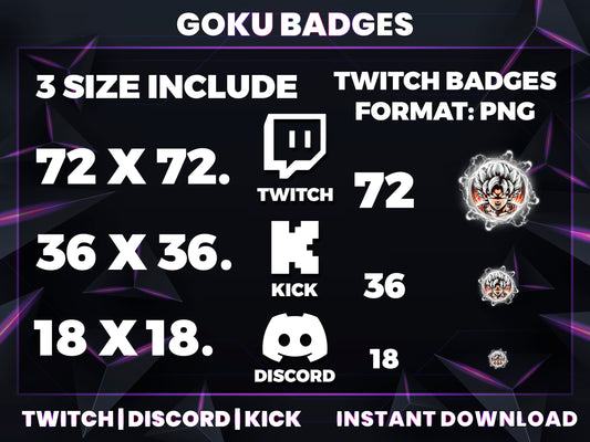 Ultra Instinct Goku Badge Pack – Dragon Ball Twitch/Discord Loyalty Badges (Base to 3 Years)