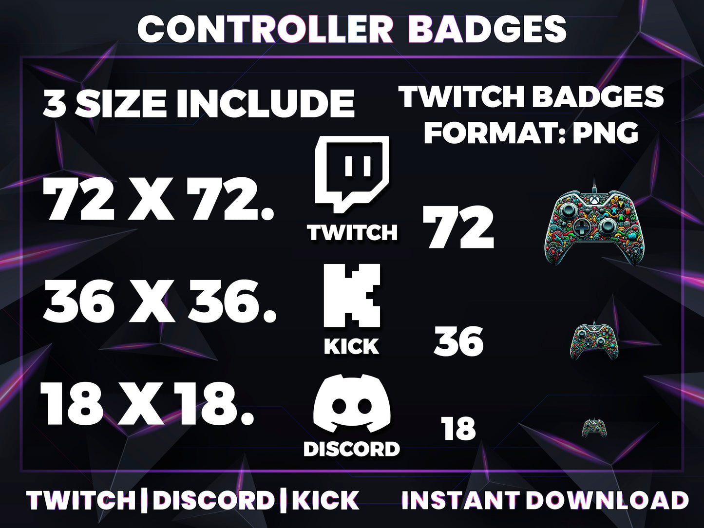 Controller Badge Pack – Gamer Twitch/Discord Sub Icons (Base to 3 Years)