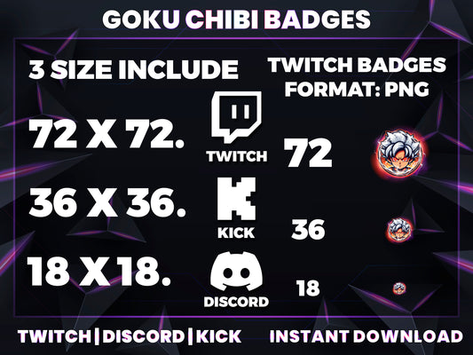 Mini Goku Power-Up Badges | Base to 3 Year Chibi Goku Sub Badges for Streamers (Dragon Ball Inspired)