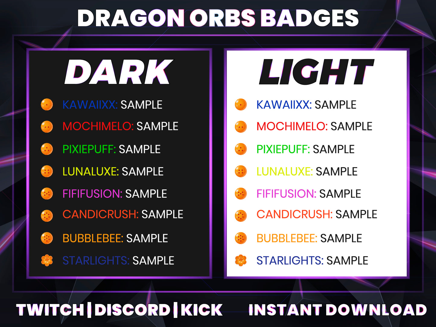 Dragon Orbs Loyalty Badges – 1 to 3 Year Twitch/Discord/Kick Subscriber Icons
