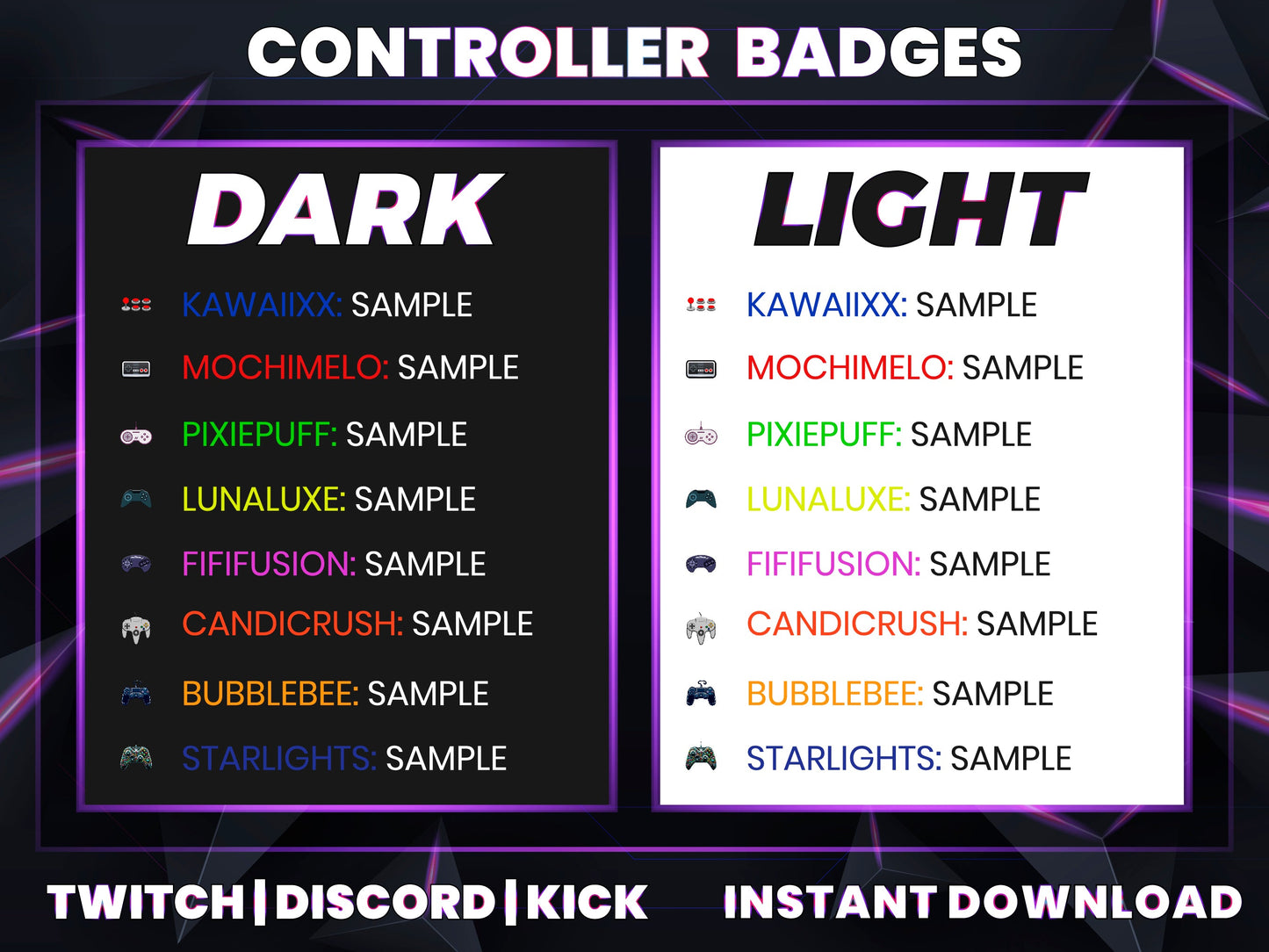 Controller Badge Pack – Gamer Twitch/Discord Sub Icons (Base to 3 Years)