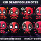 Kid Deadpool 8 Emotes Pack – Cute Marvel-Inspired Twitch & Discord Emotes | Digital Download (28/56/112 px)