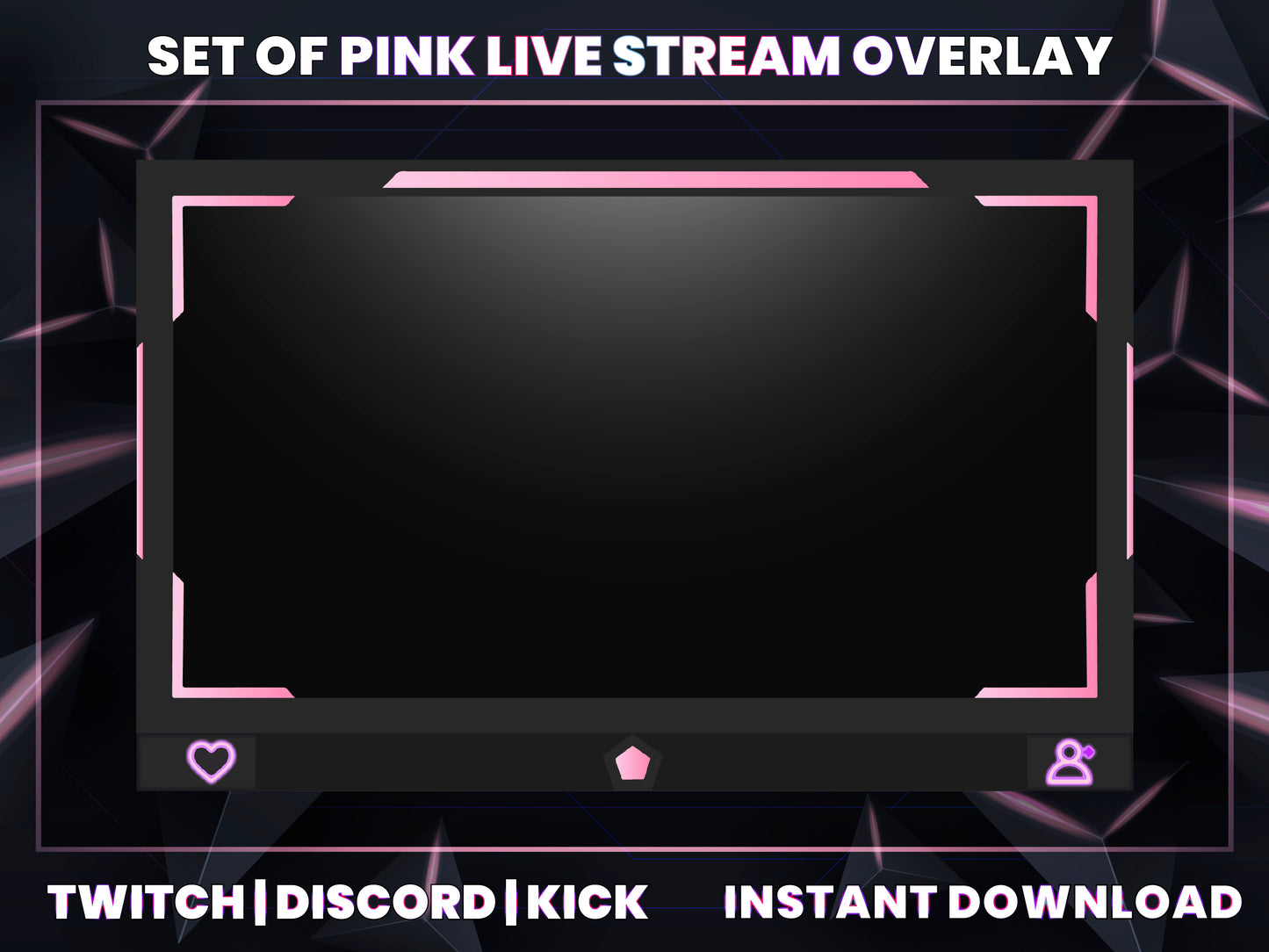 Set of Pink Live Stream Overlay | Cute Twitch, YouTube & Gaming Stream Package