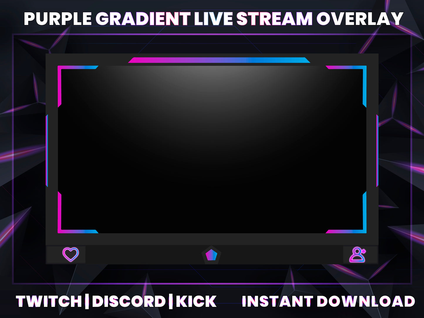 Purple Gradient Live Stream Overlay | Modern Twitch, YouTube & Gaming Stream Package