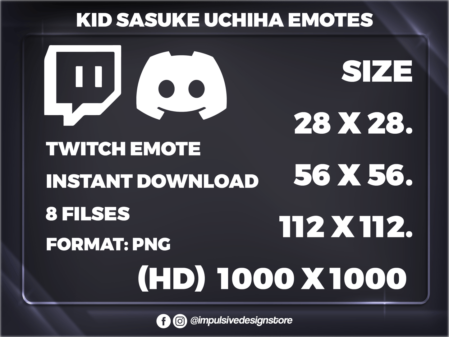 Kid Sasuke Uchiha Emotes Pack – Anime Twitch, Discord & YouTube Emotes | Digital Download (28/56/112 px)