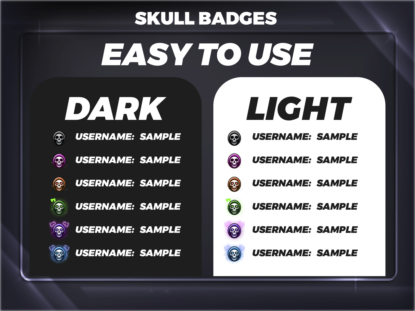 Skull Badges Base to 1 Year | Dark Twitch, YouTube & Discord Sub Badges Progression