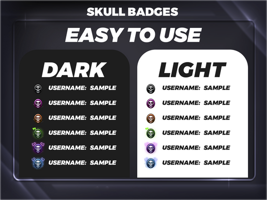 Skull Badges Base to 1 Year | Dark Twitch, YouTube & Discord Sub Badges Progression
