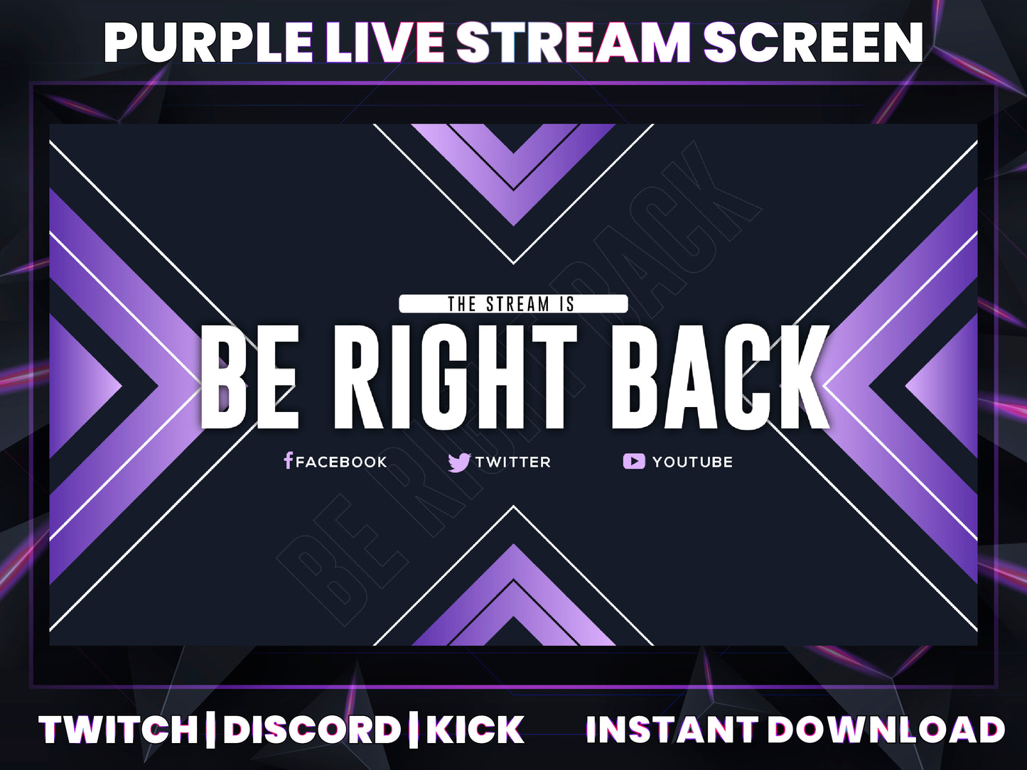 Purple Live Stream Overlay | Stylish Twitch, YouTube & Gaming Stream Package