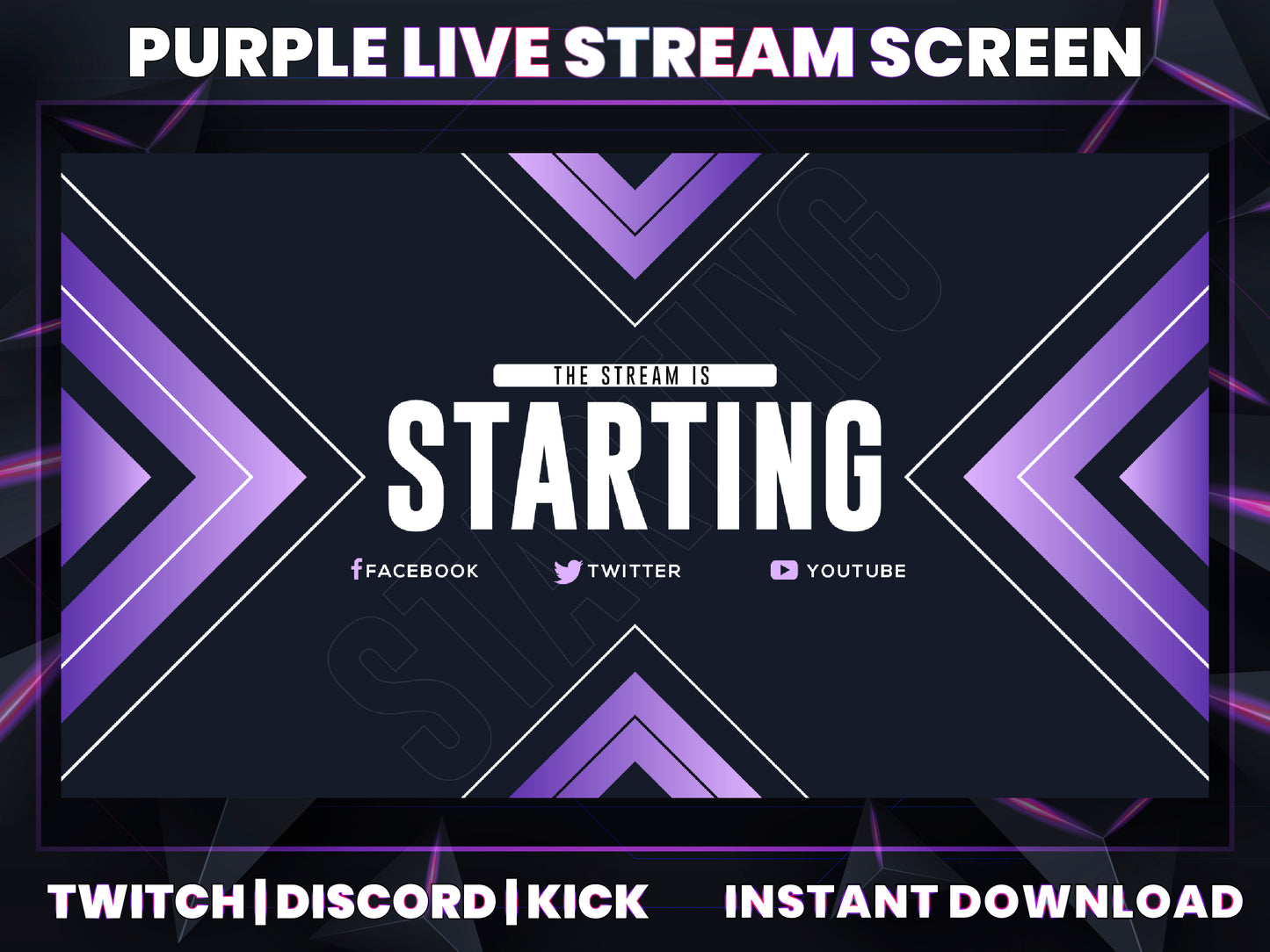 Purple Live Stream Overlay | Stylish Twitch, YouTube & Gaming Stream Package