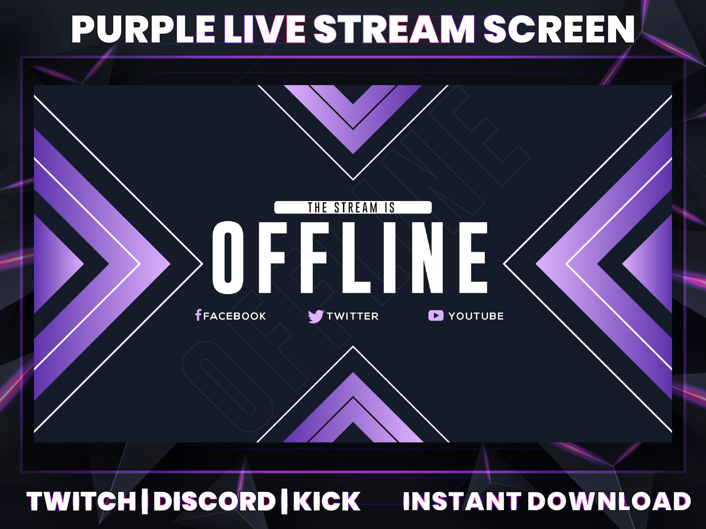 Purple Live Stream Overlay | Stylish Twitch, YouTube & Gaming Stream Package
